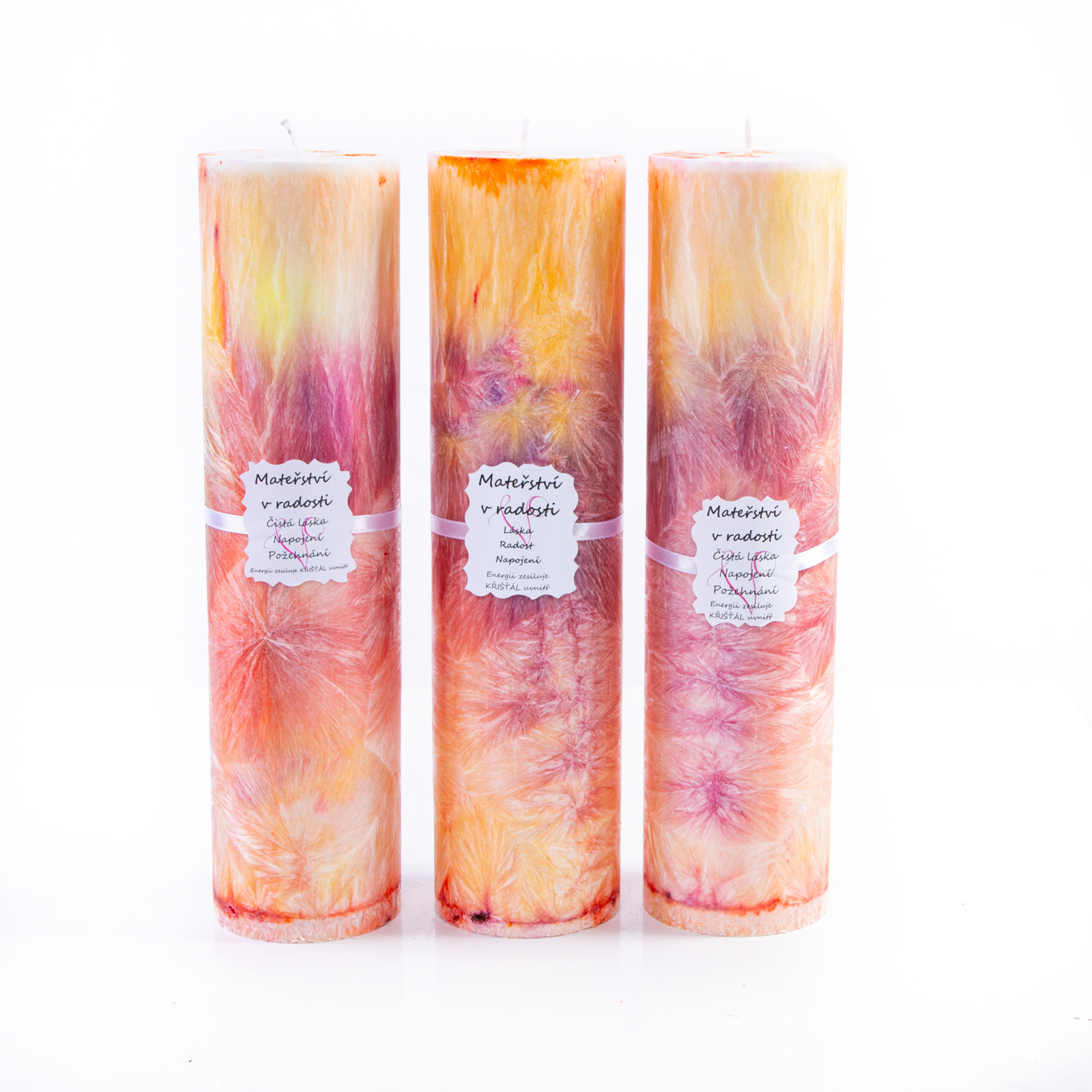 Energetická svíčka s křišťálem MATEŘSTVÍ V RADOSTI