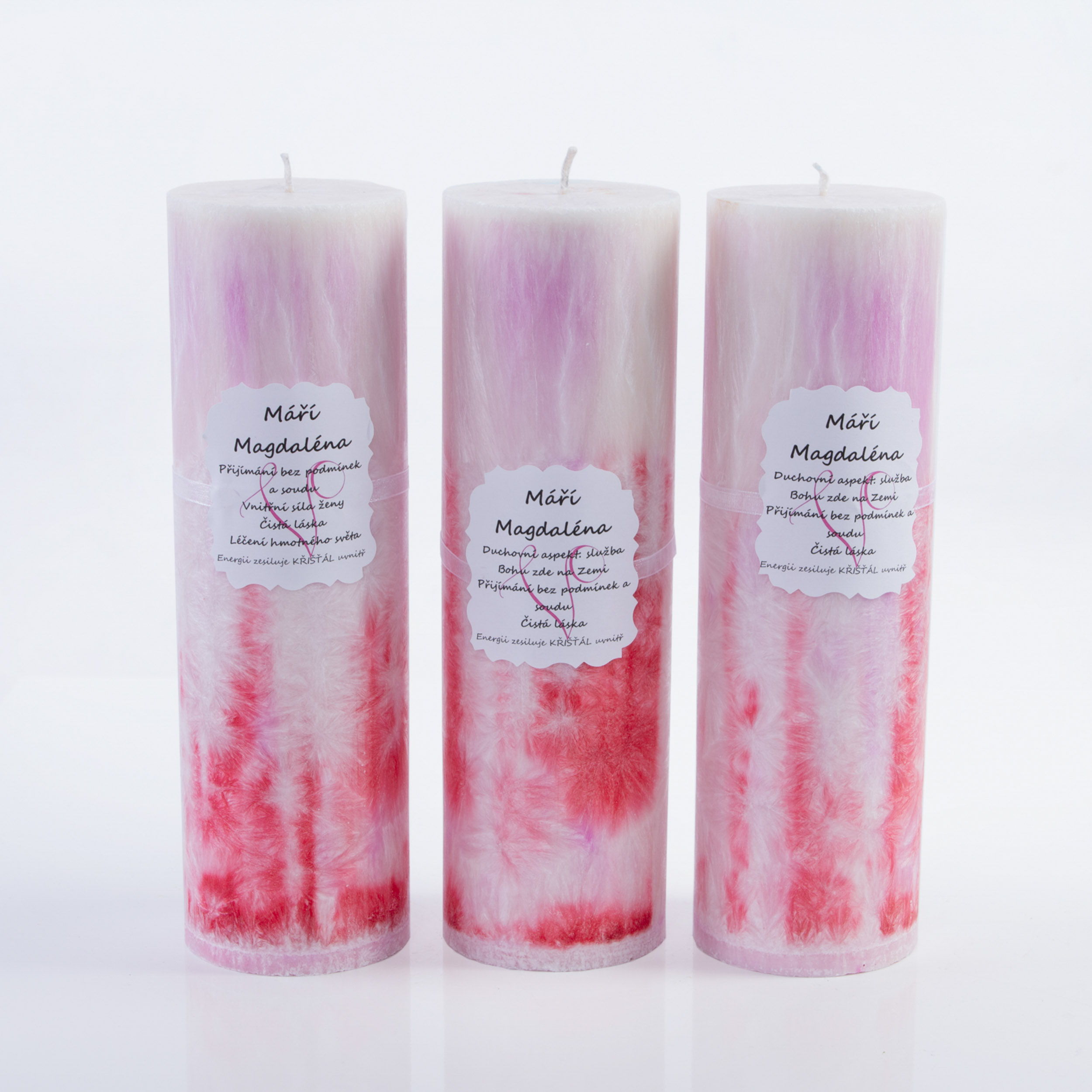 Energetická svíčka s křišťálem MAŘÍ MAGDALÉNA 