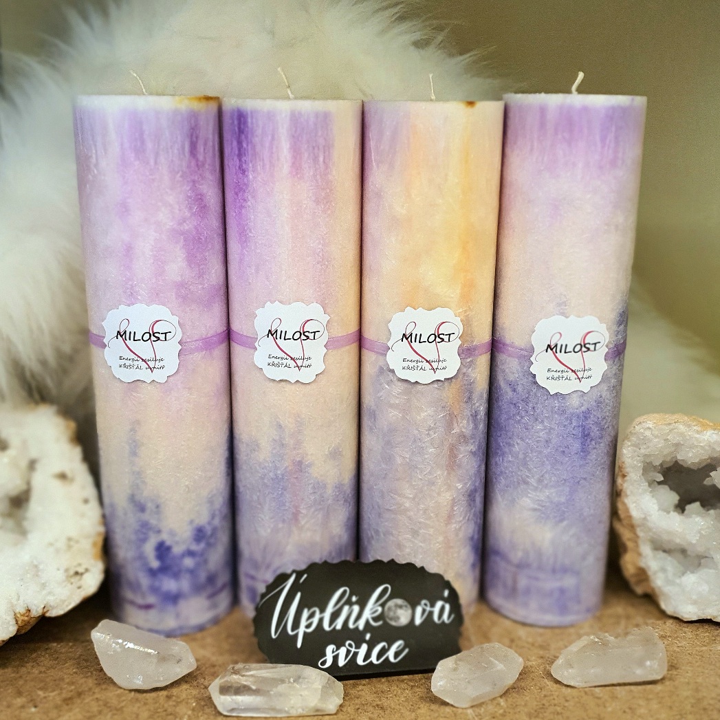 Energetická svíčka s křišťálem z Úplňku MILOST 