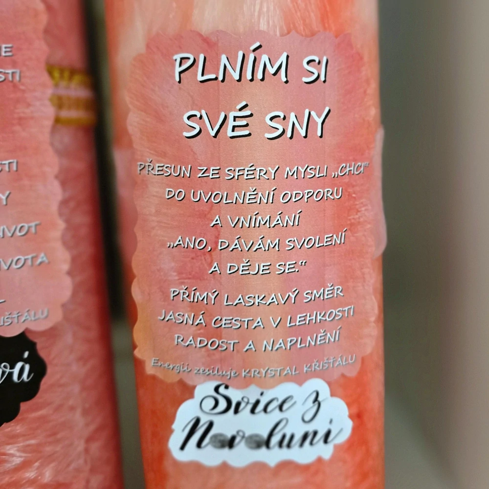 Energetická svíčka s křišťálem MAXI z Novoluní - PLNÍM SI SVÉ SNY