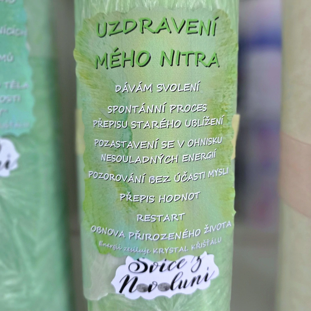 Energetická svíčka s křišťálem MAXI z Novoluní - UZDRAVENÍ MÉHO NITRA