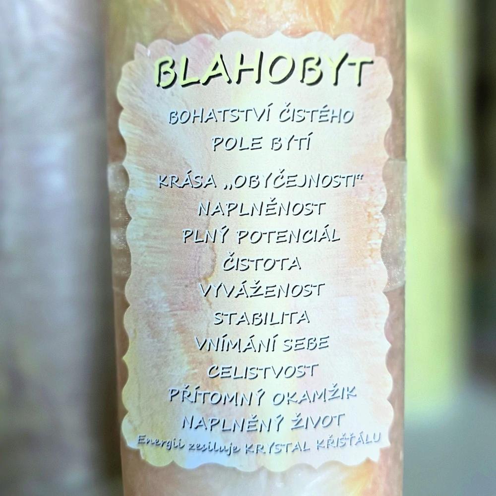 Energetická svíčka s křišťálem MAXI - BLAHOBYT