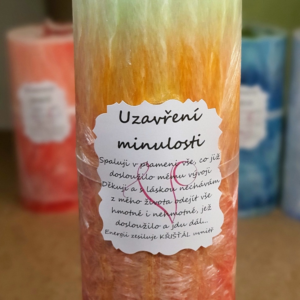 Energetická svíčka s křišťálem UZAVŘENÍ MINULOSTI