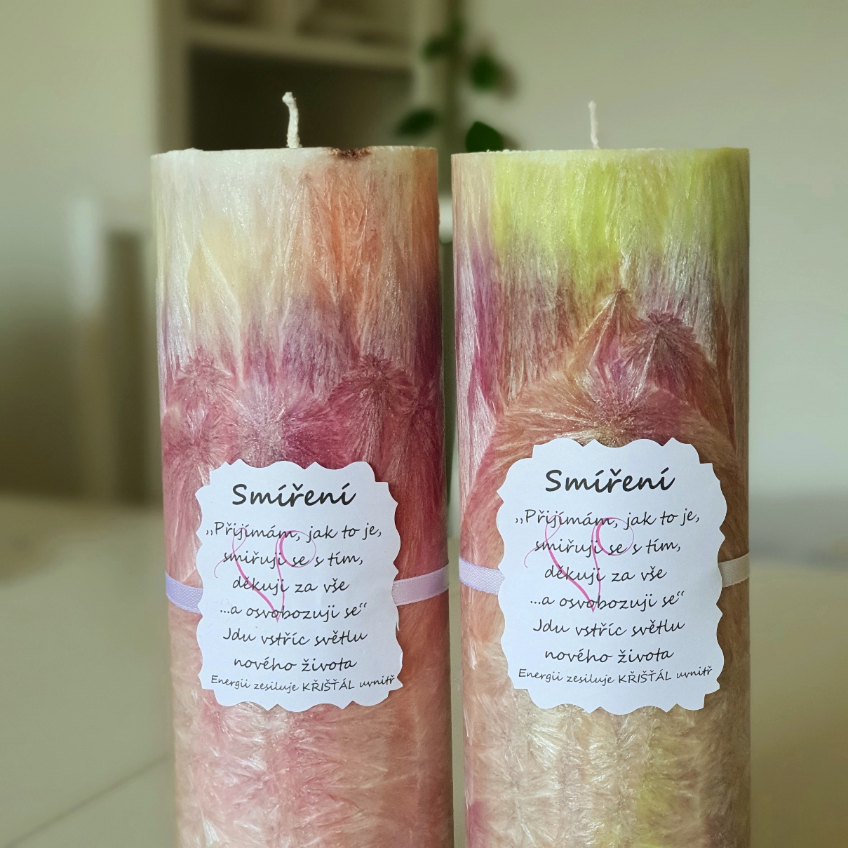 Energetická svíčka s křišťálem z Úplňku SMÍŘENÍ