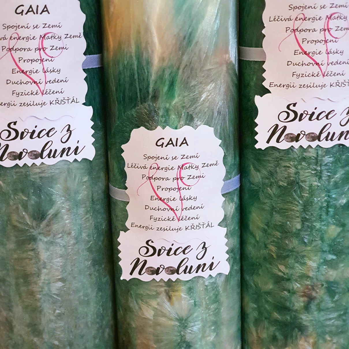 Energetická svíčka s křišťálem z Novoluní GAIA