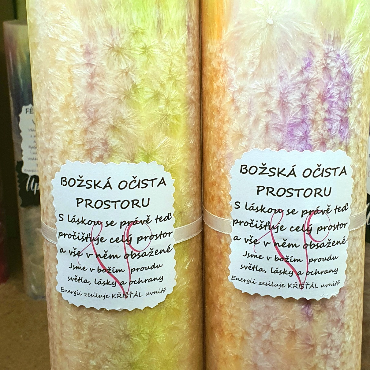 Energetická svíčka s křišťálem BOŽSKÁ OČISTA PROSTORU 