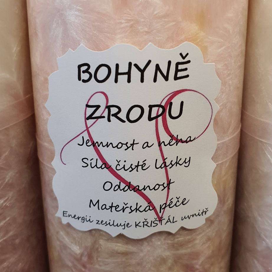 Energetická svíčka s křišťálem BOHYNĚ ZRODU