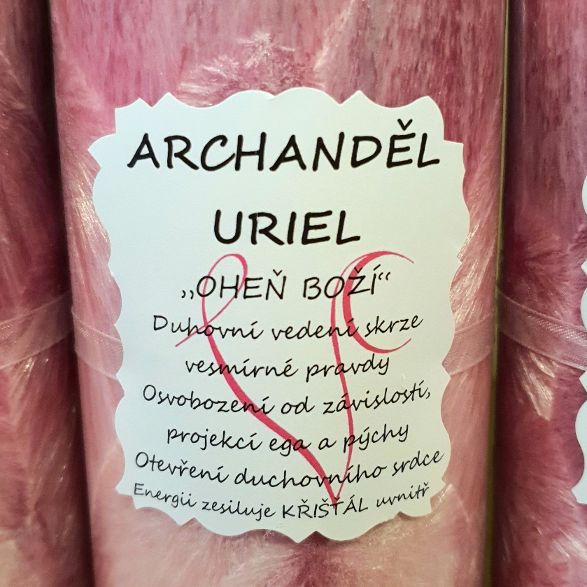 Energetická svíčka s křišťálem z Novoluní ARCHANDĚL URIEL