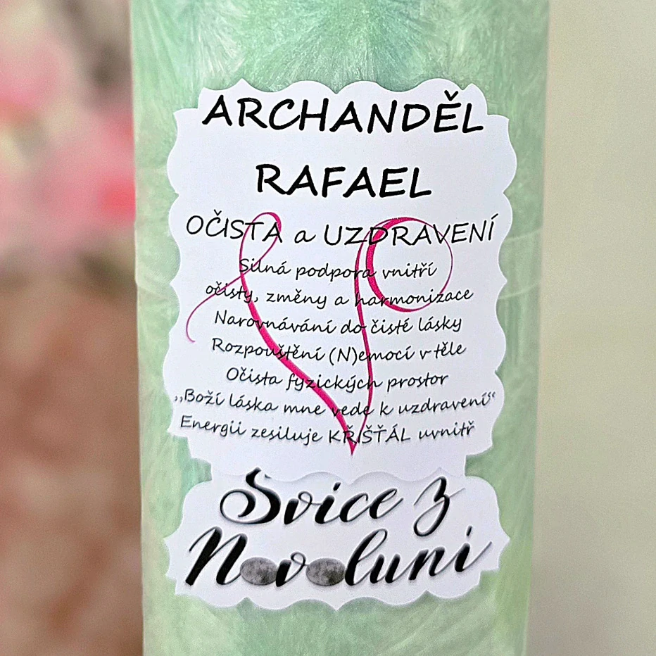 Energetická svíčka s křišťálem z Novoluní ARCHANDĚL RAFAEL 