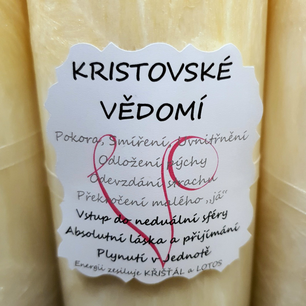 Energetická svíčka s křišťálem KRISTOVSKÉ VĚDOMÍ