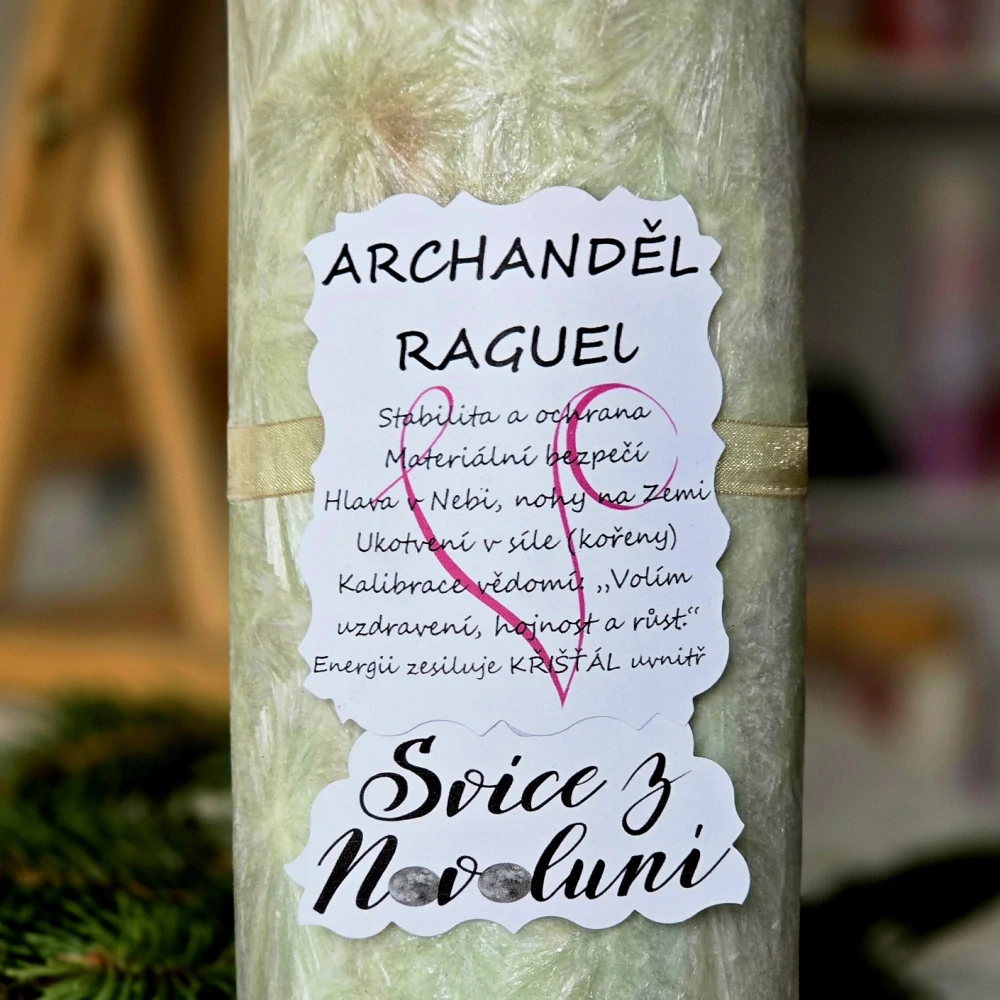 Energetická svíčka s křišťálem z Novoluní ARCHANDĚL RAGUEL