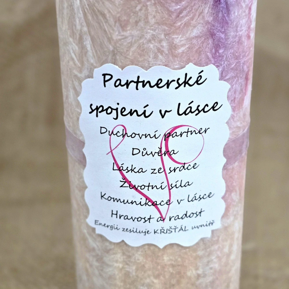 Energetická svíčka s křišťálem PARTNERSKÉ SPOJENÍ V LÁSCE