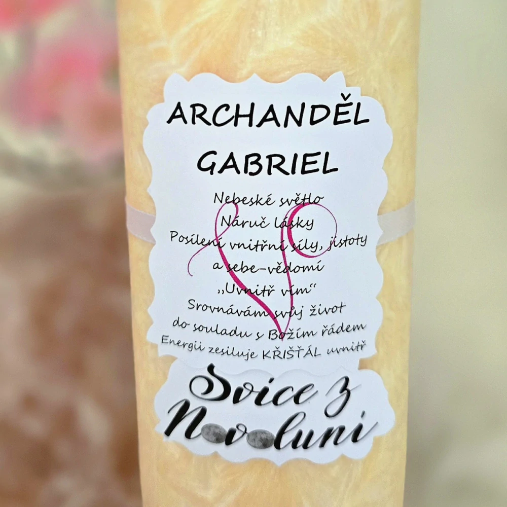 Energetická svíčka s křišťálem z Novoluní ARCHANDĚL GABRIEL
