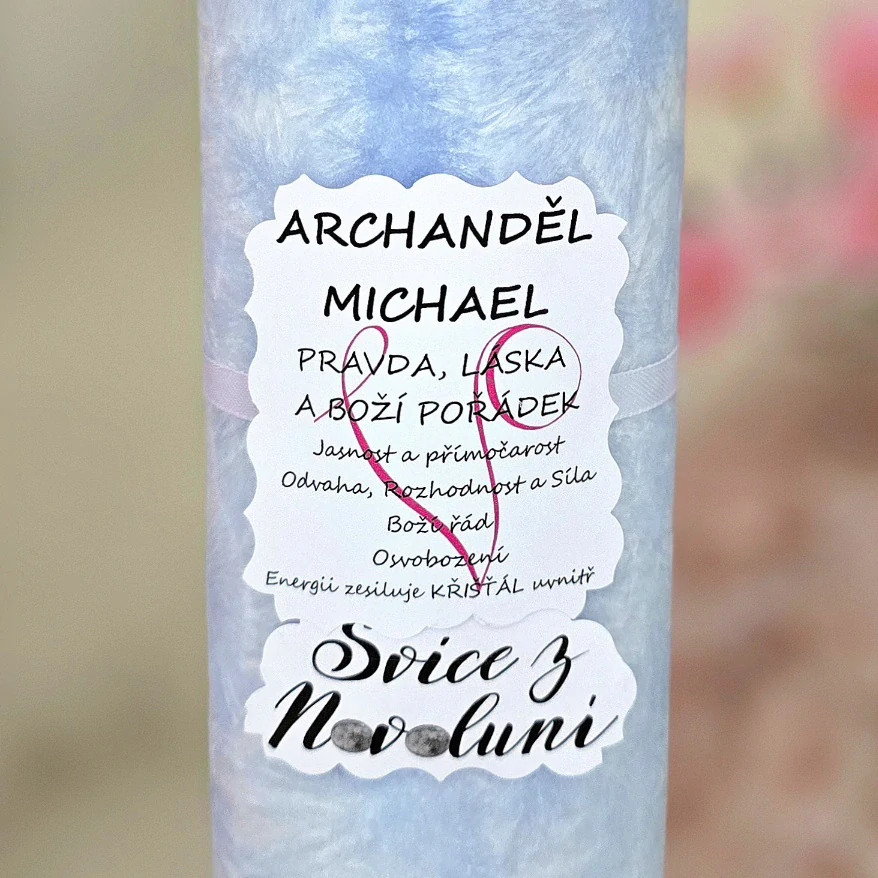 Energetická svíčka s křišťálem z Novoluní ARCHANDĚL MICHAEL