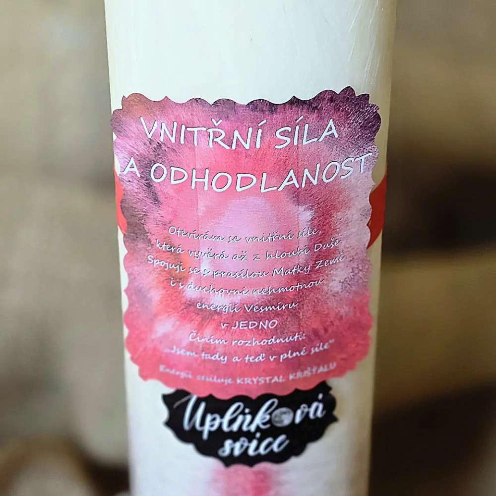 Energetická svíčka s křišťálem MAXI z Úplňku - VNITŘNÍ SÍLA A ODHODLANOST
