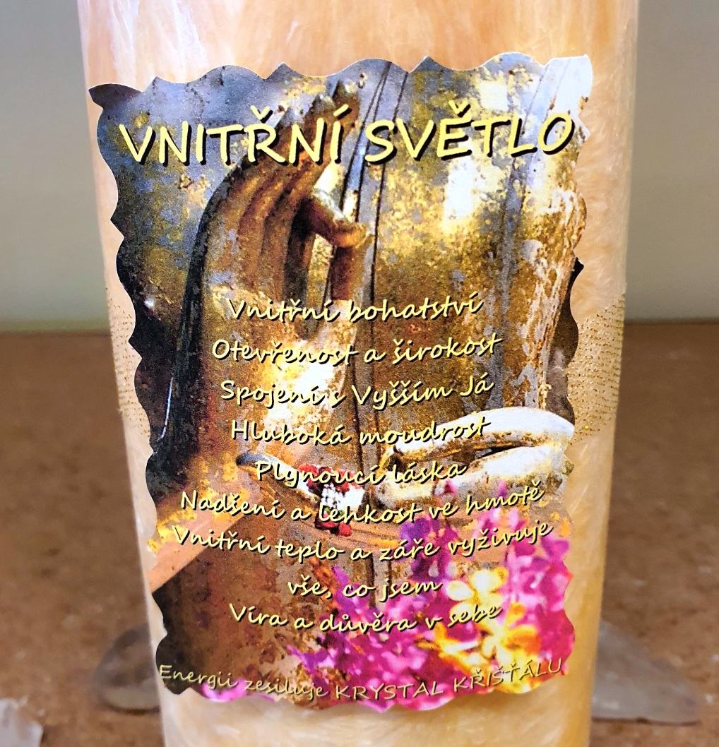 Energetická svíčka s křišťálem MAXI - VNITŘNÍ SVĚTLO