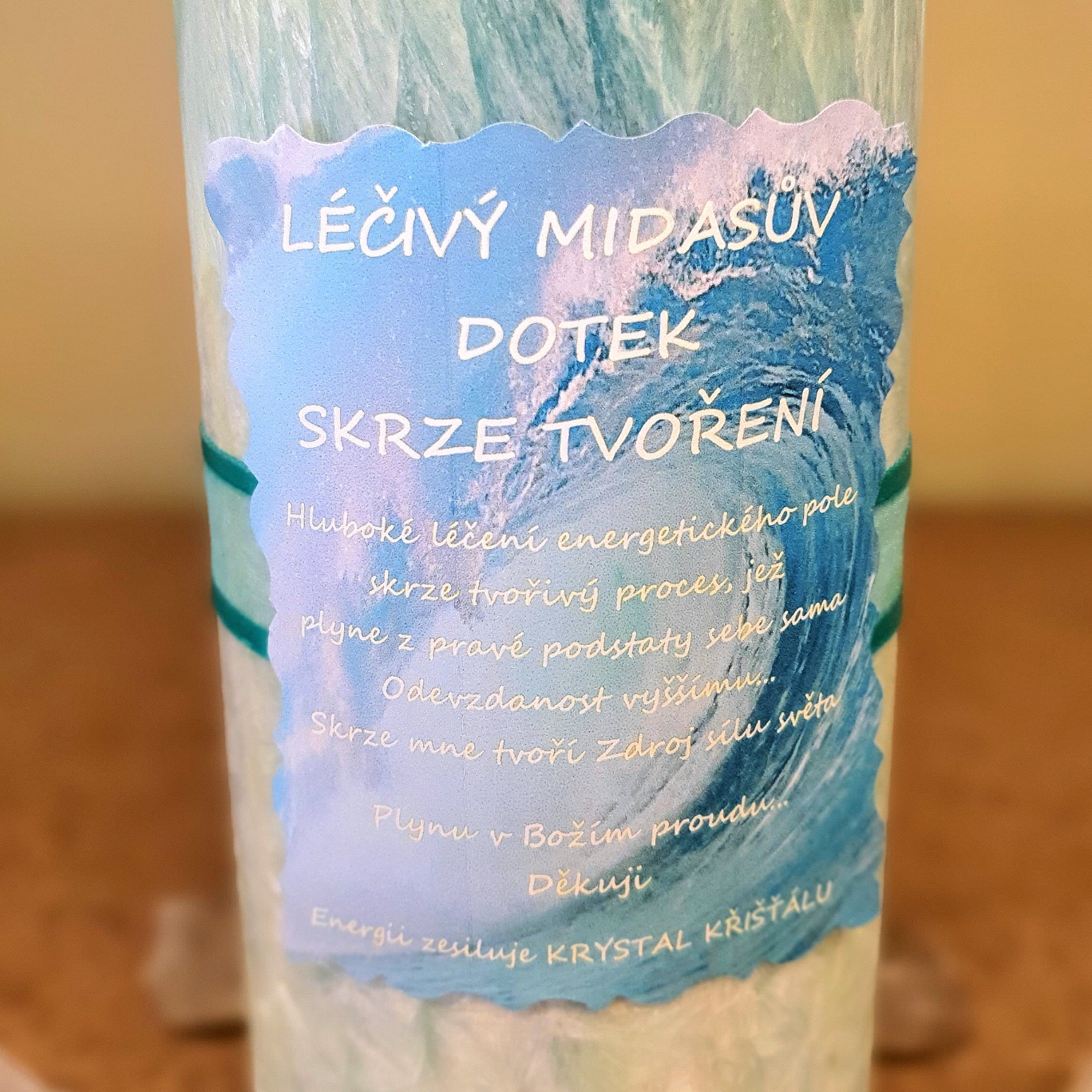 Energetická svíčka s křišťálem MAXI - LÉČIVÝ MIDASŮV DOTEK SKRZE TVOŘENÍ