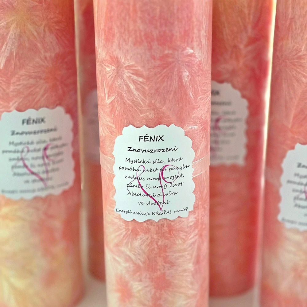 Energetická svíčka s křišťálem FÉNIX ZNOVUZROZENÍ