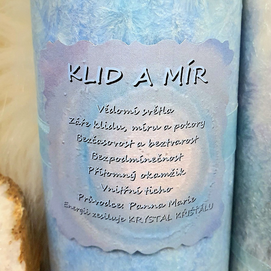 Energetická svíčka s křišťálem MAXI - KLID A MÍR
