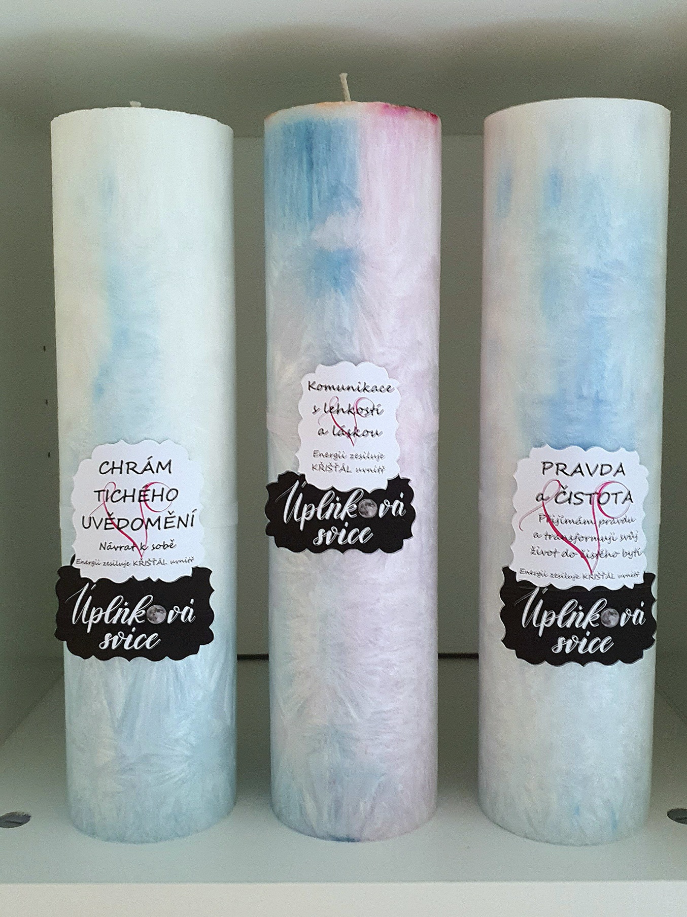 Energetická svíčka s křišťálem z Úplňku CHRÁM TICHÉHO UVĚDOMĚNÍ