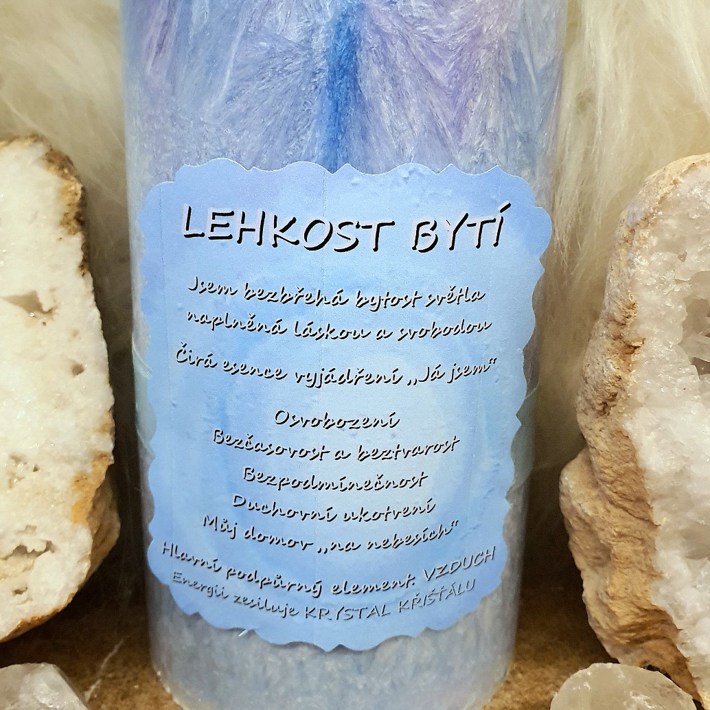 Energetická svíčka s křišťálem MAXI - LEHKOST BYTÍ
