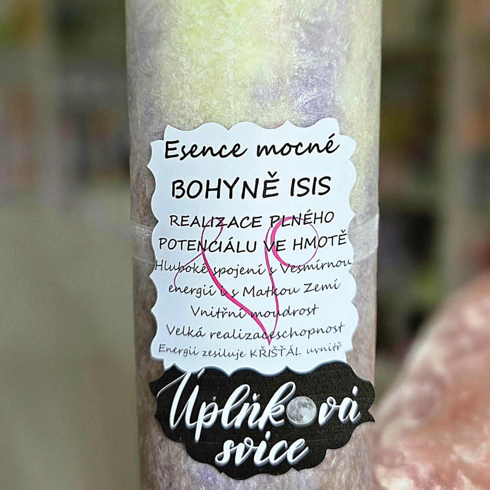Energetická svíčka s křišťálem z Úplňku EGYPTSKÁ BOHYNĚ ISIS