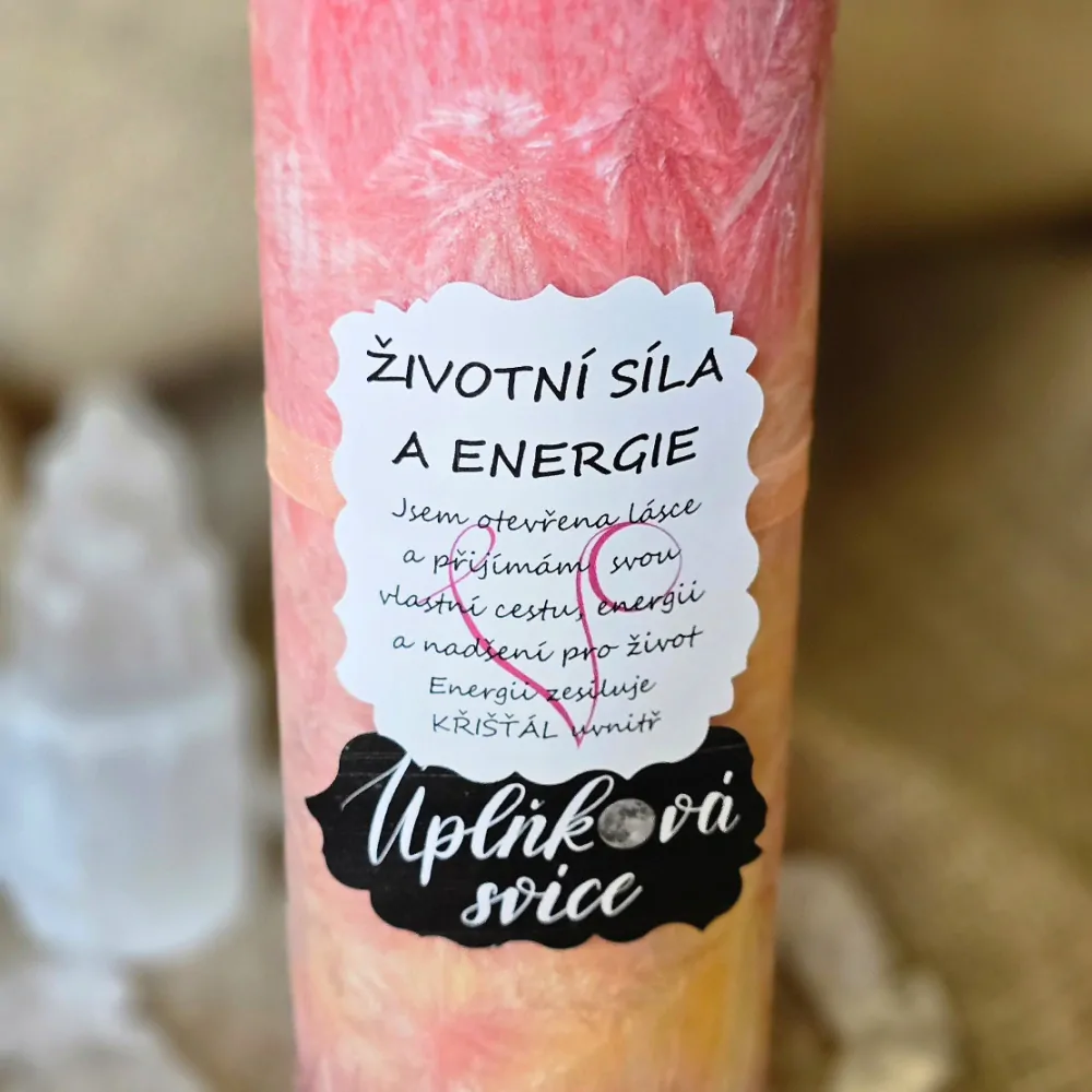Energetická svíčka s křišťálem z Úplňku ŽIVOTNÍ SÍLA A ENERGIE 