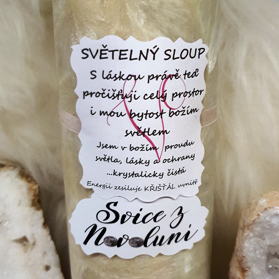 Energetická svíčka s křišťálem z Novoluní SVĚTELNÝ SLOUP