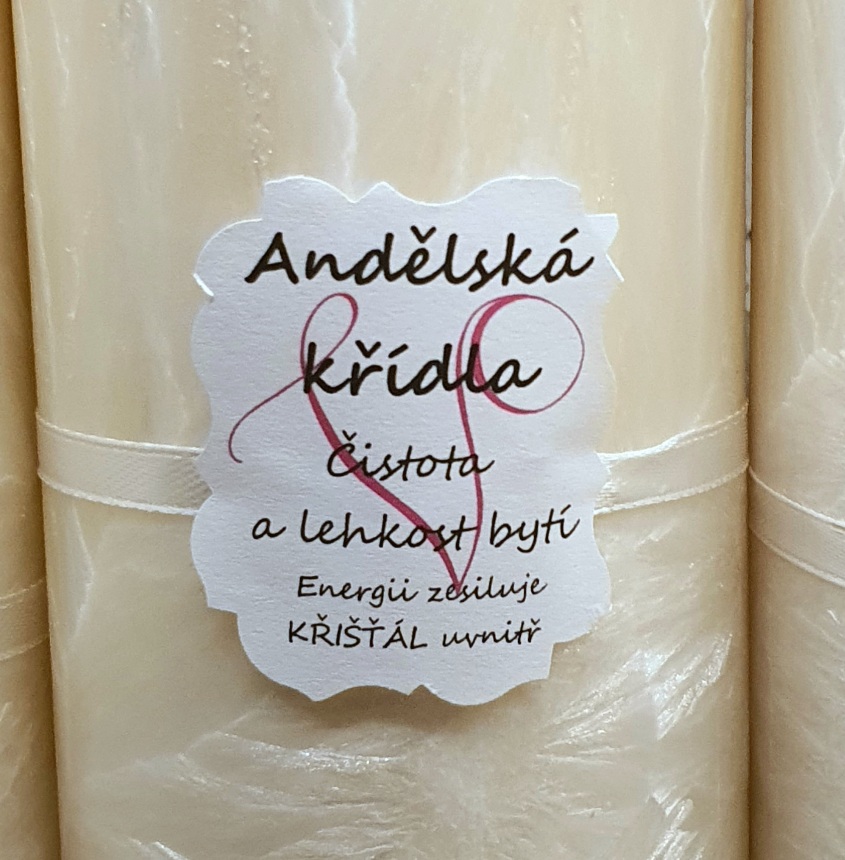 Energetická svíčka s kříšťálem ANDĚLSKÁ KŘÍDLA 