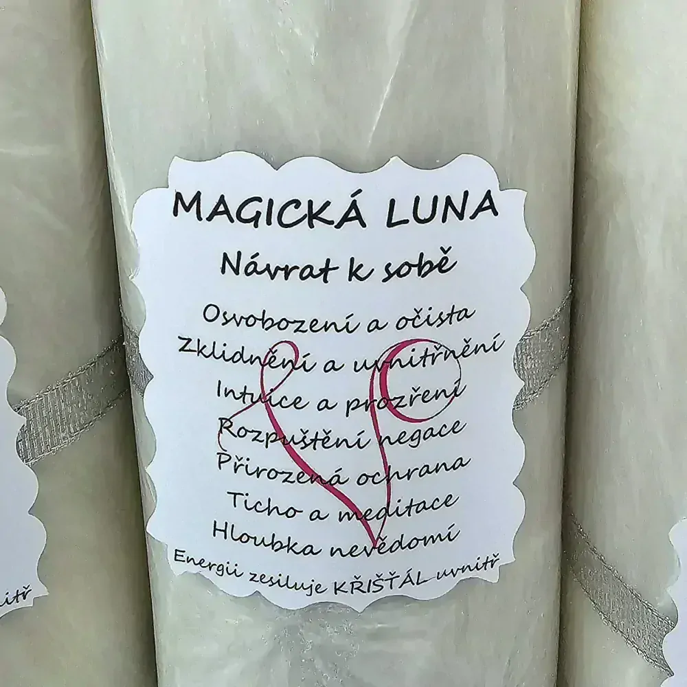 Energetická svíčka s křišťálem z Novoluní - MAGICKÁ LUNA