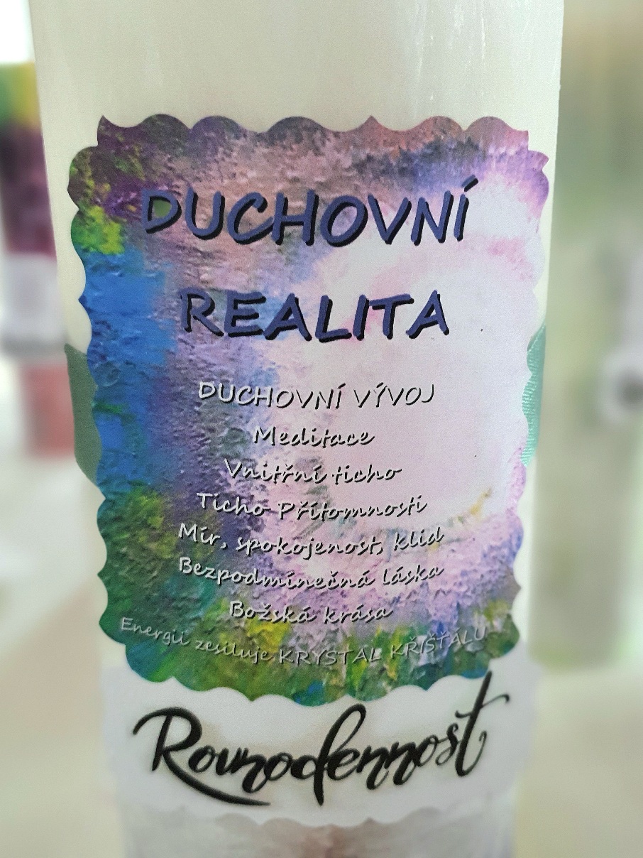 Energetická svíčka s křišťálem MAXI z Rovnodennosti DUCHOVNÍ REALITA