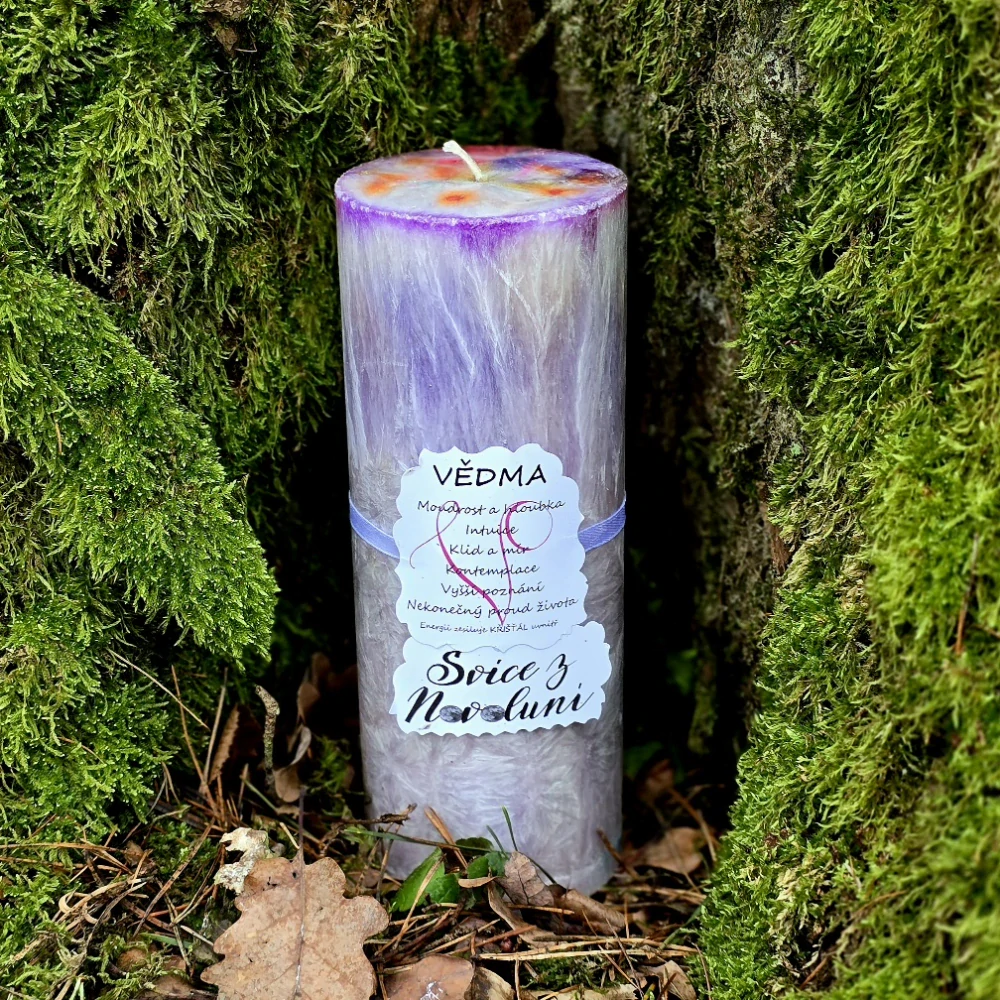 Energetická svíčka s křišťálem z Novoluní VĚDMA