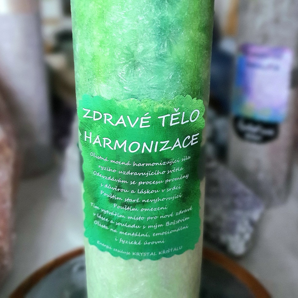 Energetická svíčka s křišťálem MAXI - ZDRAVÉ TĚLO