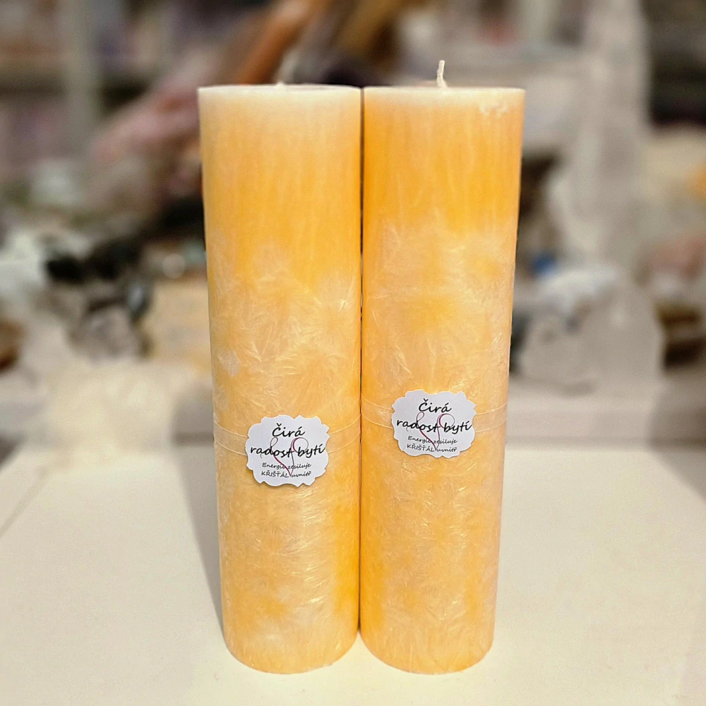Energetická svíčka s křišťálem ČIRÁ RADOST BYTÍ 
