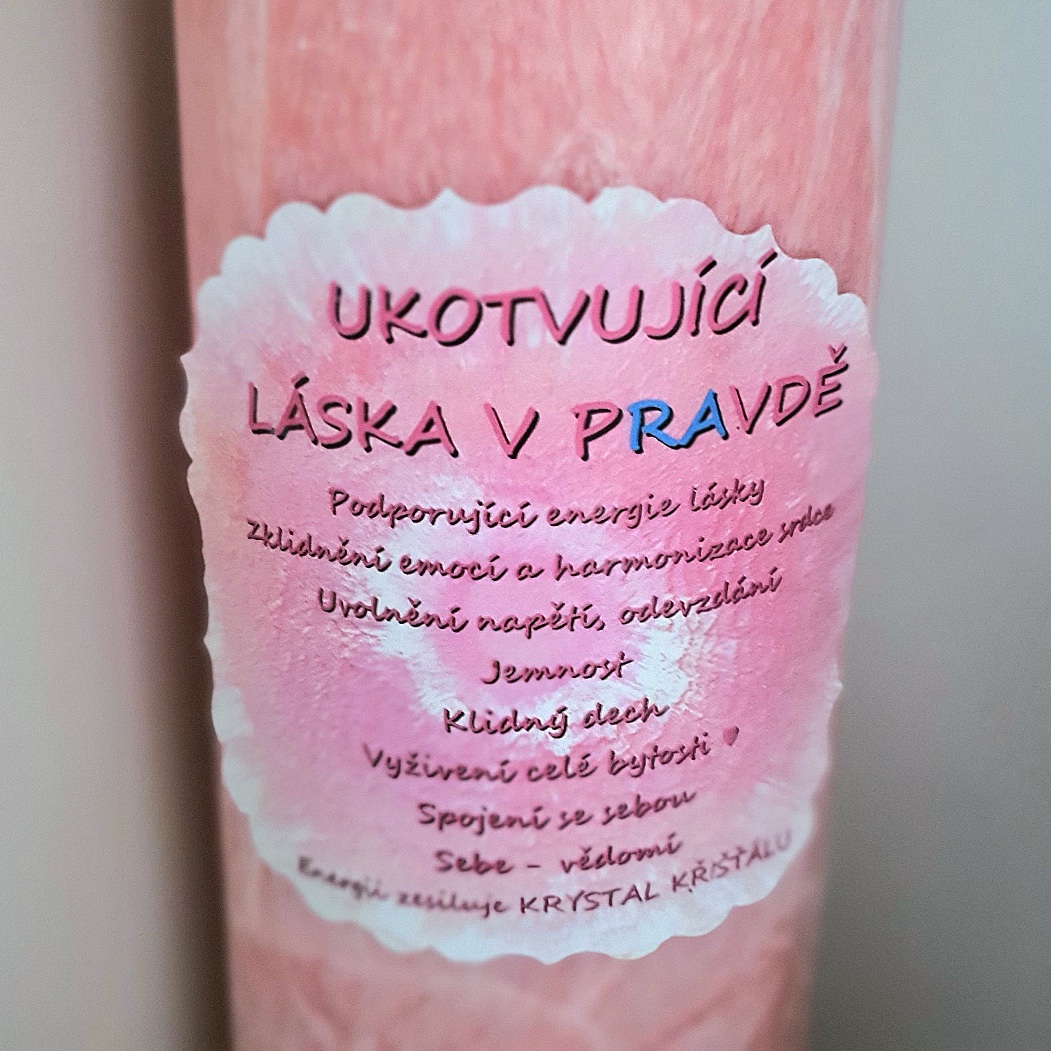  Energetická svíčka s křišťálem MAXI - UKOTVUJÍCÍ LÁSKA V PRAVDĚ