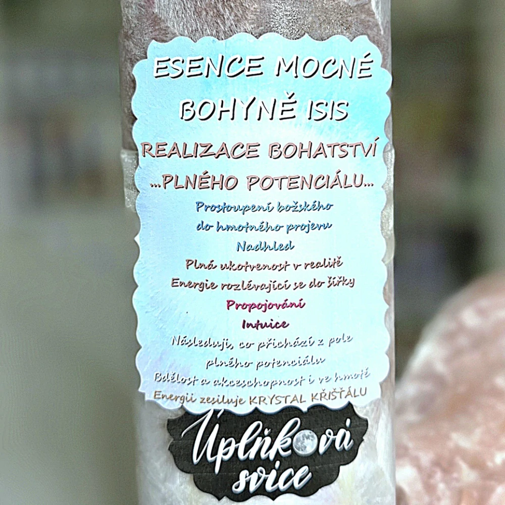 Energetická svíčka s křišťálem z Úplňku EGYPTSKÁ BOHYNĚ ISIS