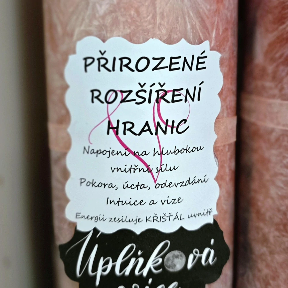 Energetická svíčka s křišťálem z Úplňku PŘIROZENÉ ROZŠÍŘENÍ HRANIC