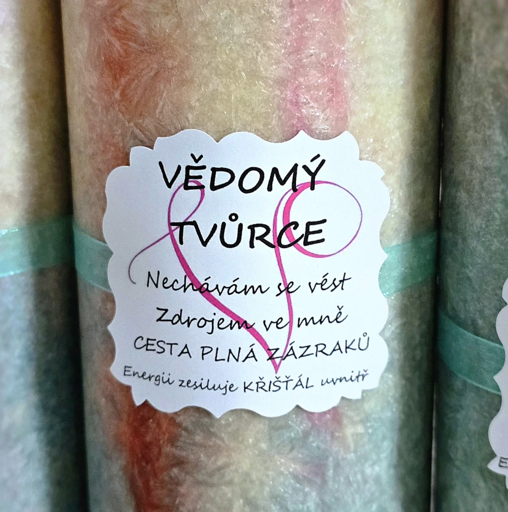 Energetická svíčka s křišťálem VĚDOMÝ TVŮRCE
