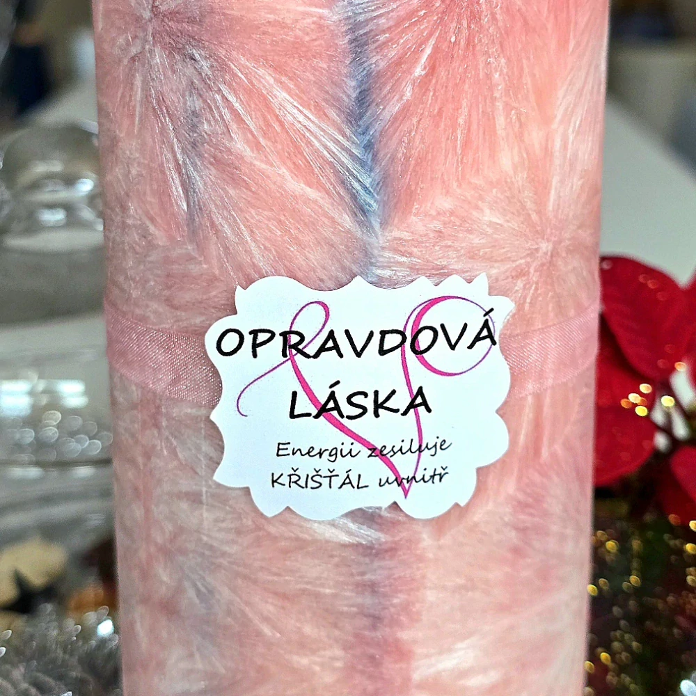 Energetická svíčka s křišťálem OPRAVDOVÁ LÁSKA 