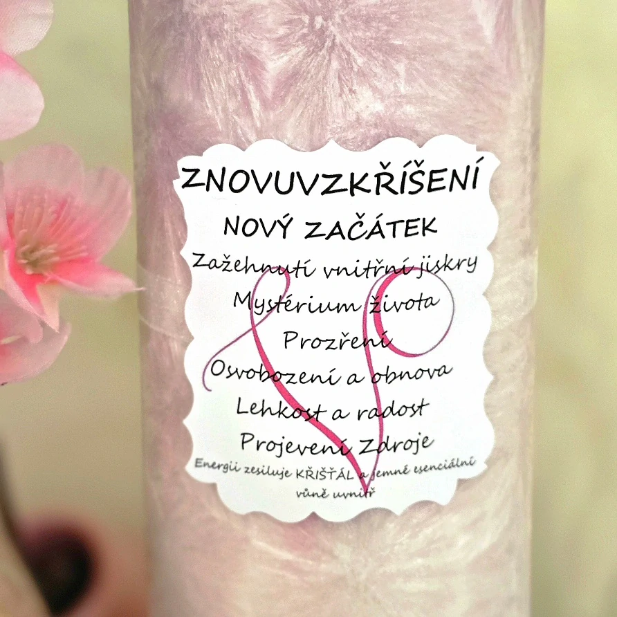 Energetická svíčka s vůní a s křišťálem ZNOVUVZKŘÍŠENÍ