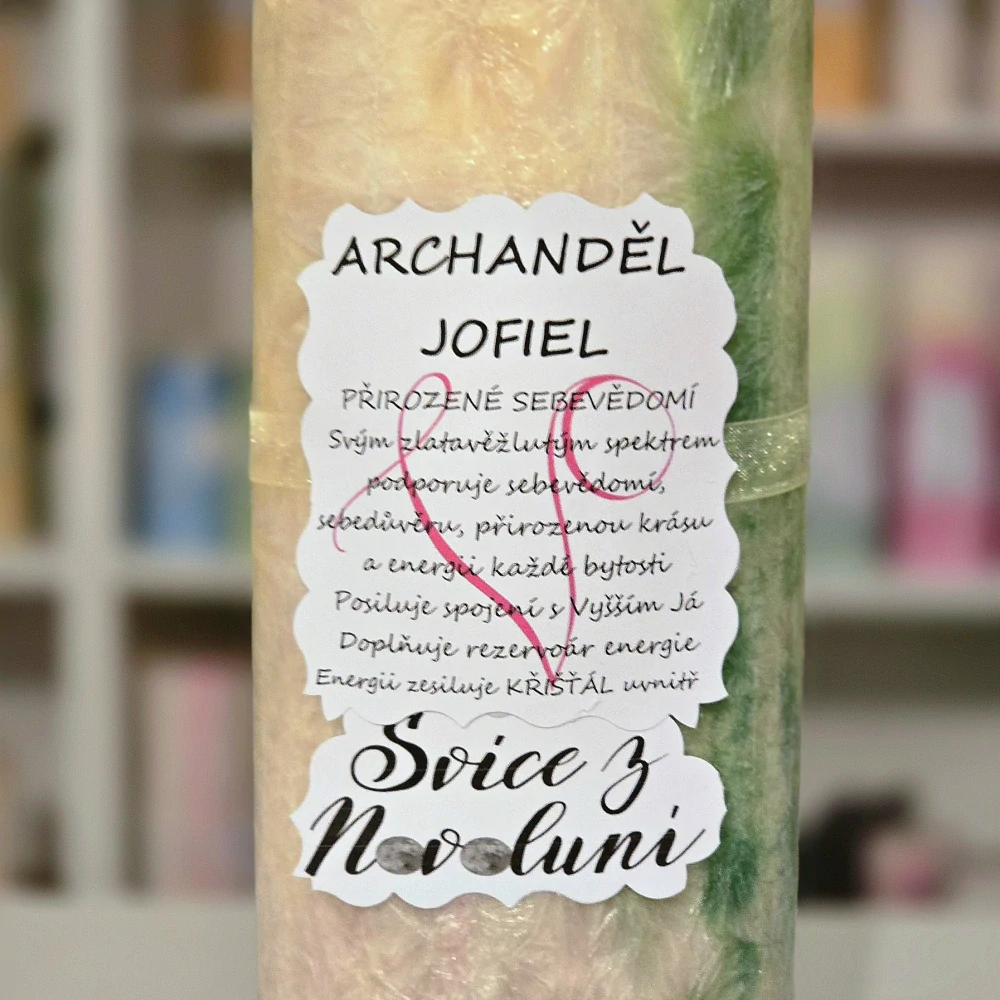 Energetická svíčka s křišťálem z Novoluní ARCHANDĚL JOFIEL
