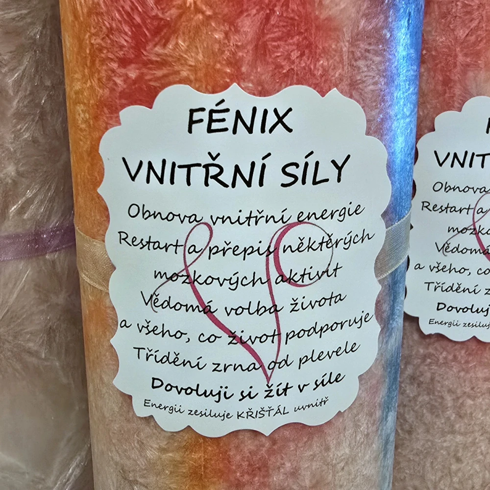 Energetická svíčka s křišťálem FÉNIX VNITŘNÍ SÍLY