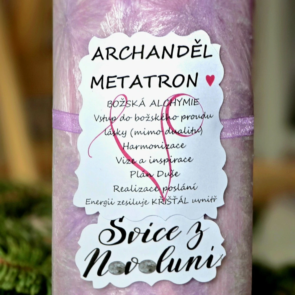 Energetická svíčka s křišťálem z Novoluní ARCHANDĚL METATRON
