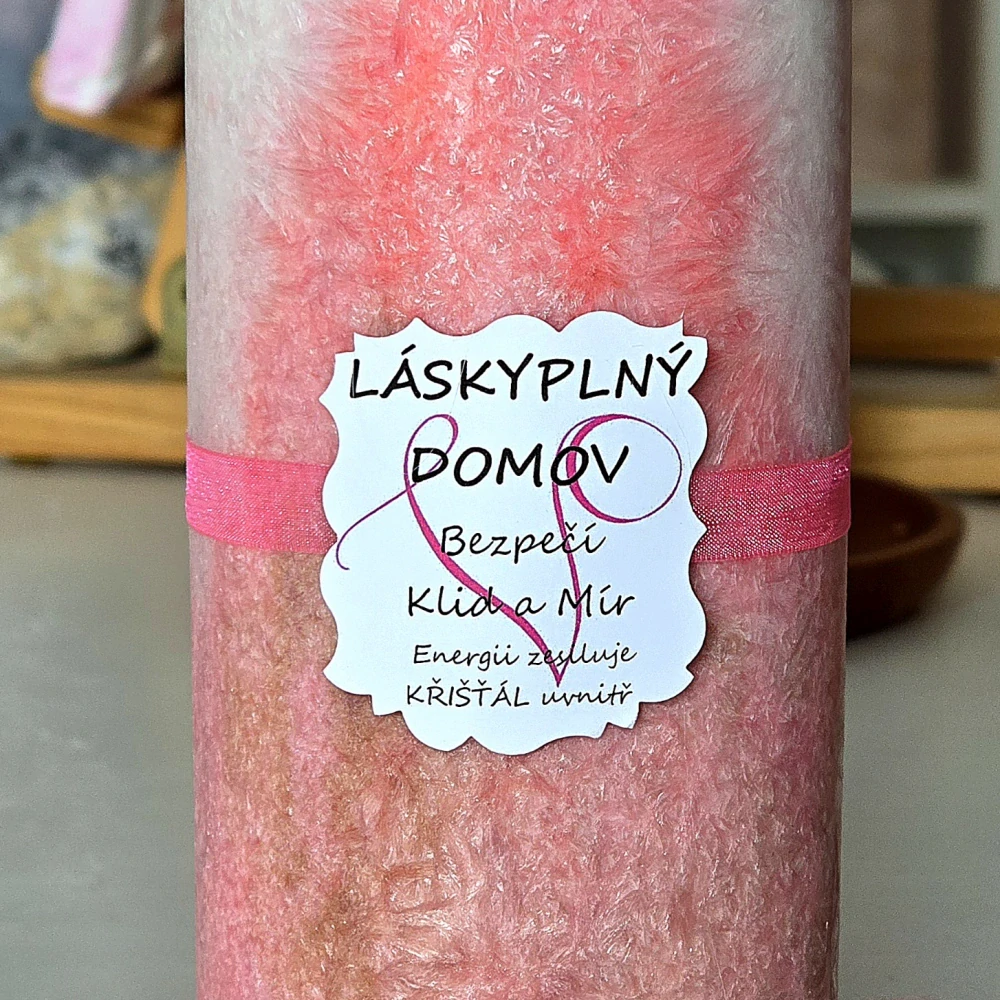 Energetická svíčka s křišťálem LÁSKYPLNÝ DOMOV