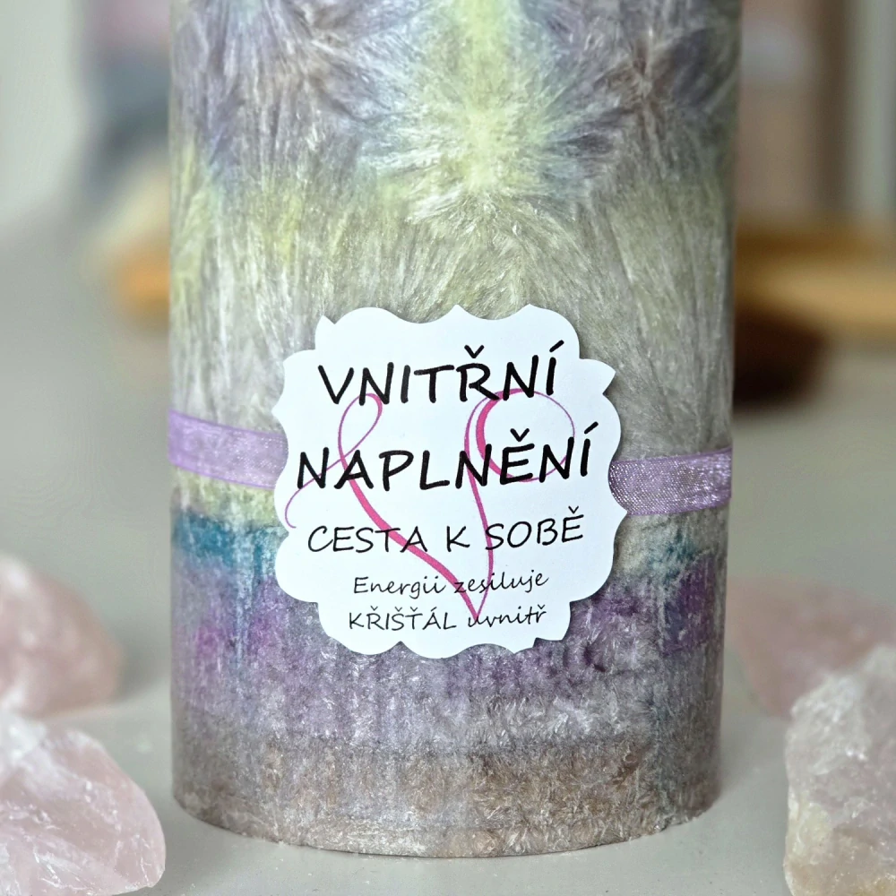 Energetická svíčka s křišťálem VNITŘNÍ NAPLNĚNÍ
