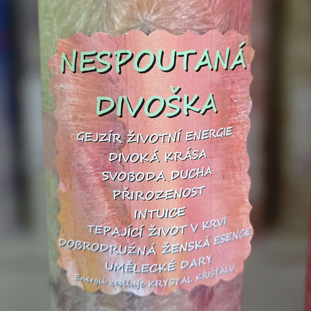 Energetická svíčka s křišťálem MAXI - NESPOUTANÁ DIVOŠKA