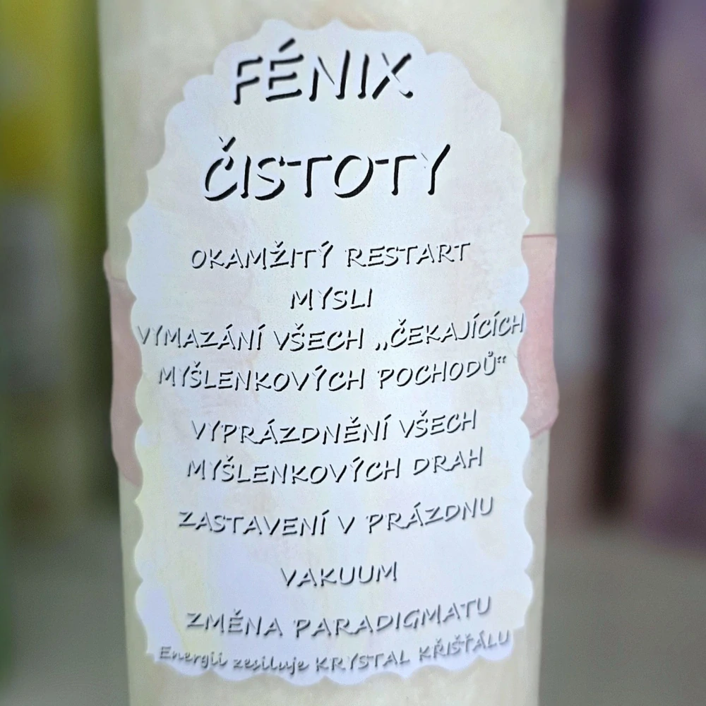 Energetická svíčka s křišťálem MAXI - FÉNIX ČISTOTY