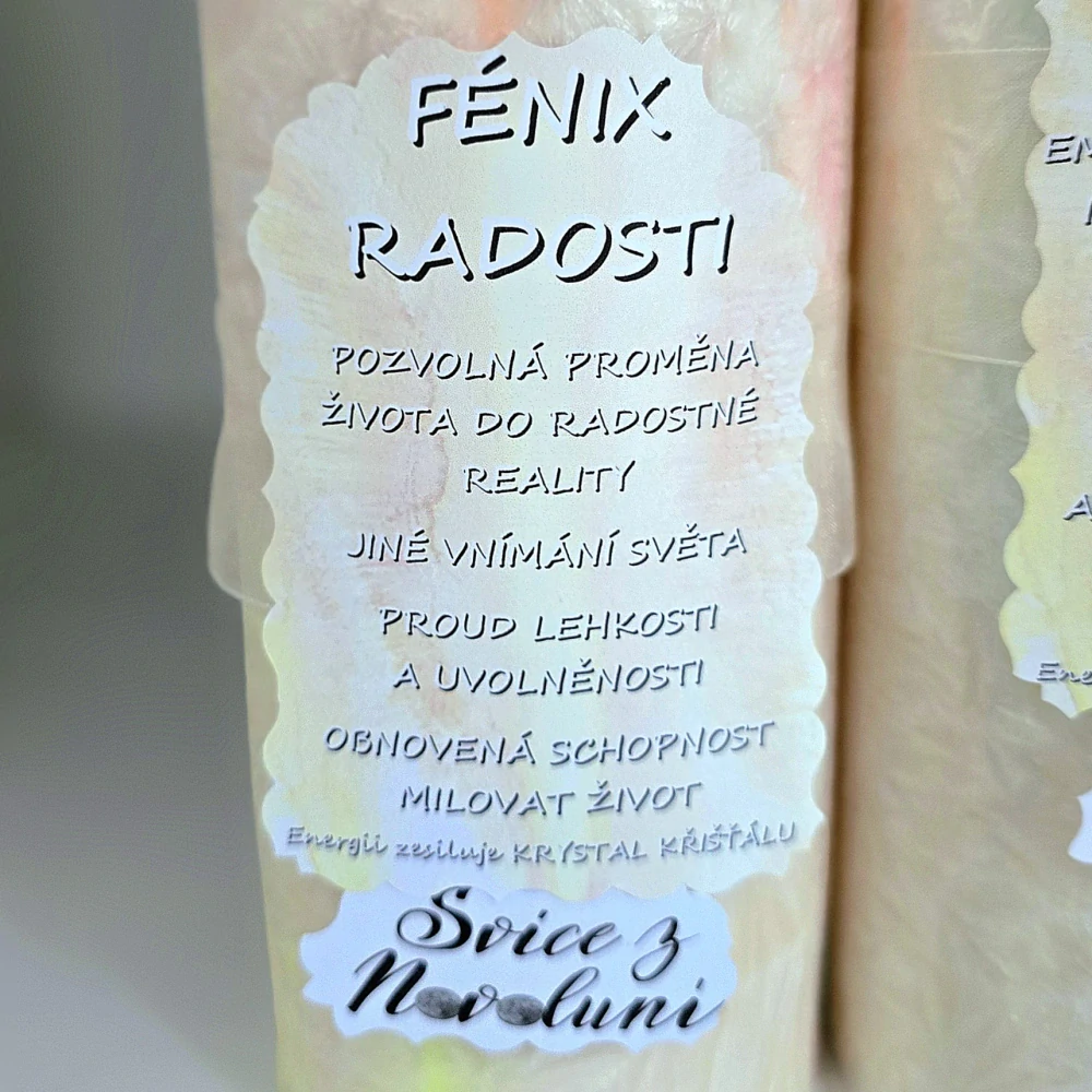 Energetická svíčka s křišťálem MAXI z Novoluní - FÉNIX RADOSTI