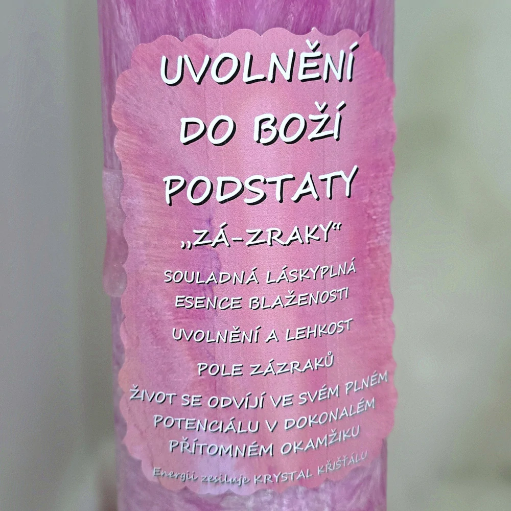 Energetická svíčka s křišťálem MAXI - UVOLNĚNÍ DO BOŽÍ PODSTATY