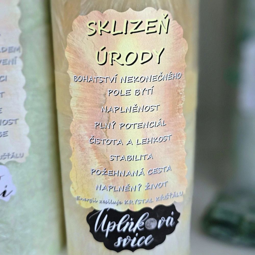 Energetická svíčka s křišťálem MAXI z Úplňku - SKLIZEŇ ÚRODY